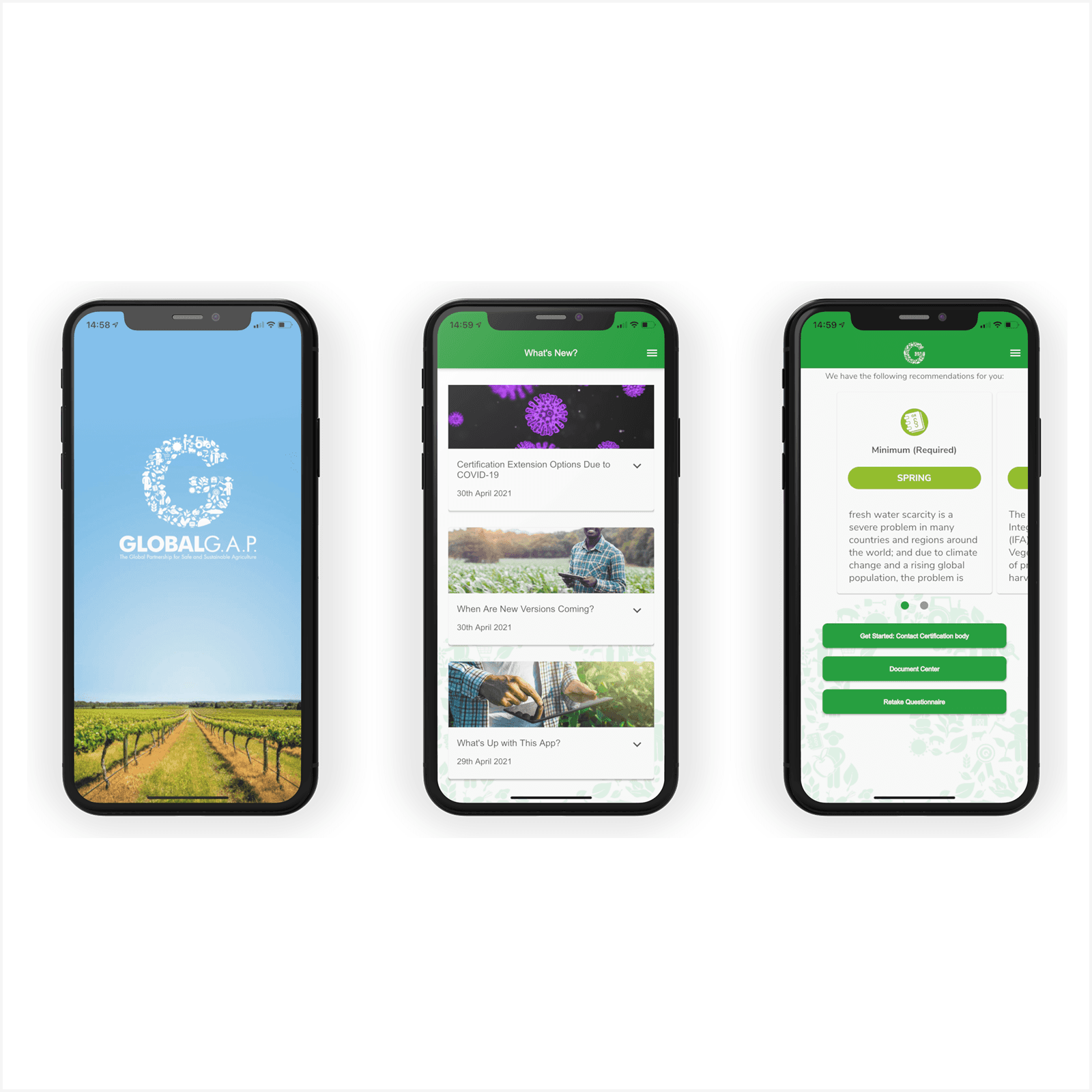Global GAP Mobile app on phones