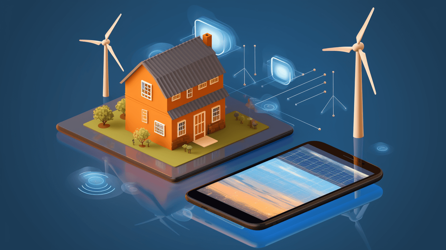 House connected to a phone cartoon