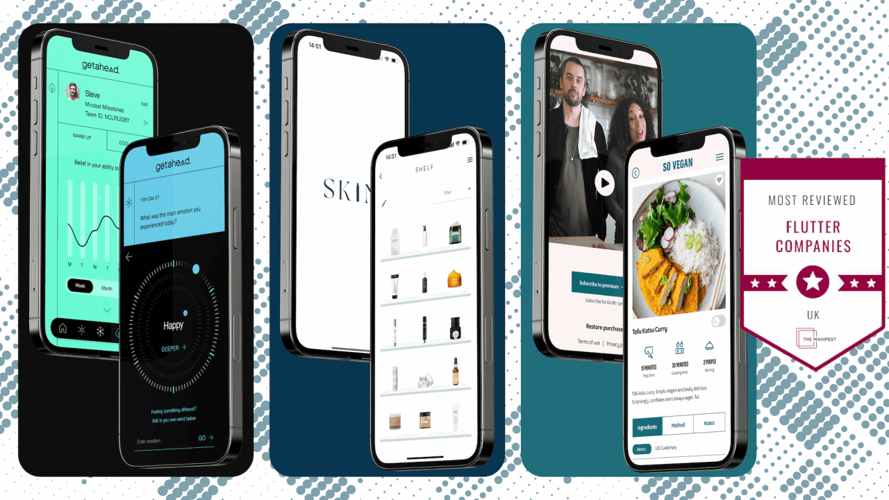 Getahead mindset so vegan and skin apps on mobile mockups