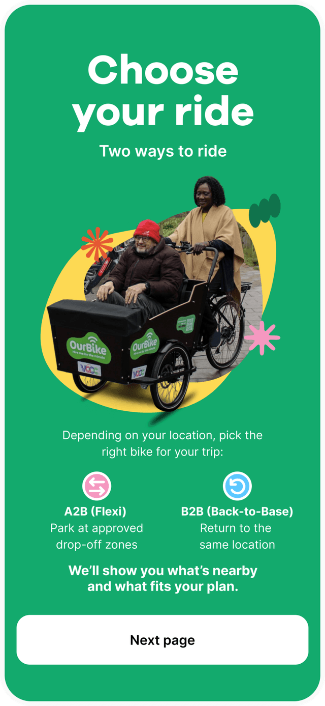 Our Bike app onboarding