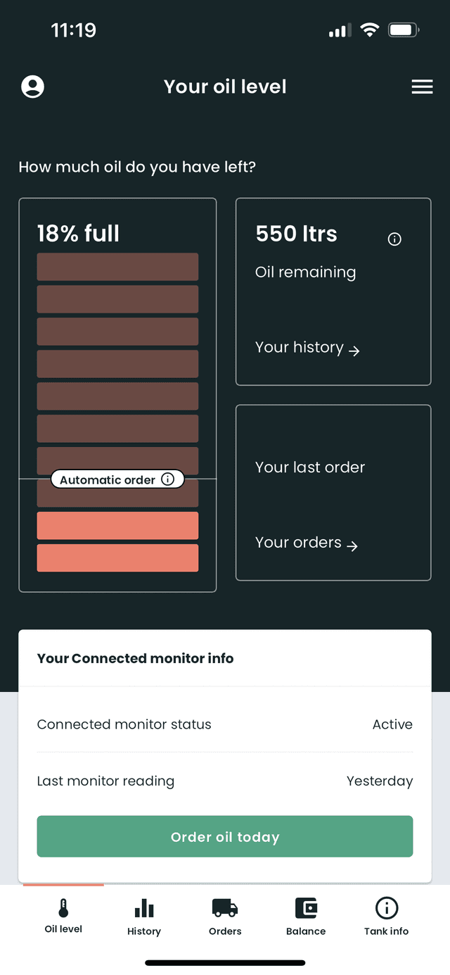 Boiler Juice App Oil Level Widget
