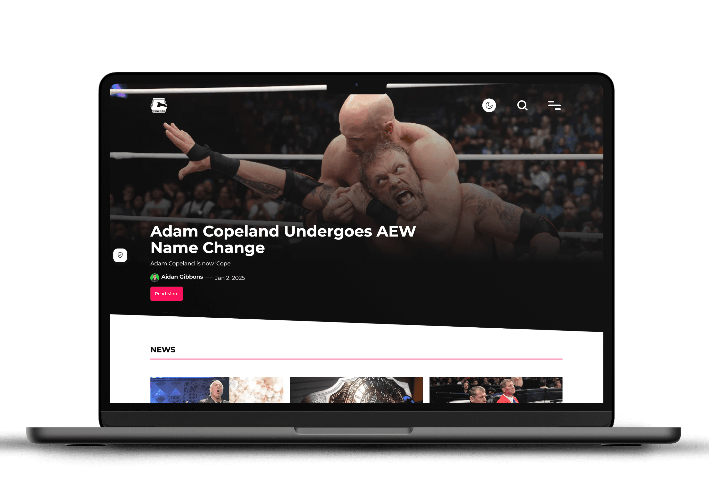 Cultaholic website on macbook