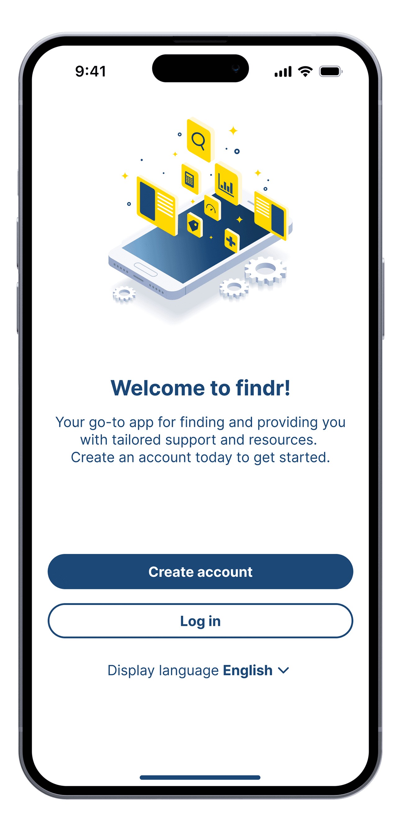 Findr App splash screen on iPhone