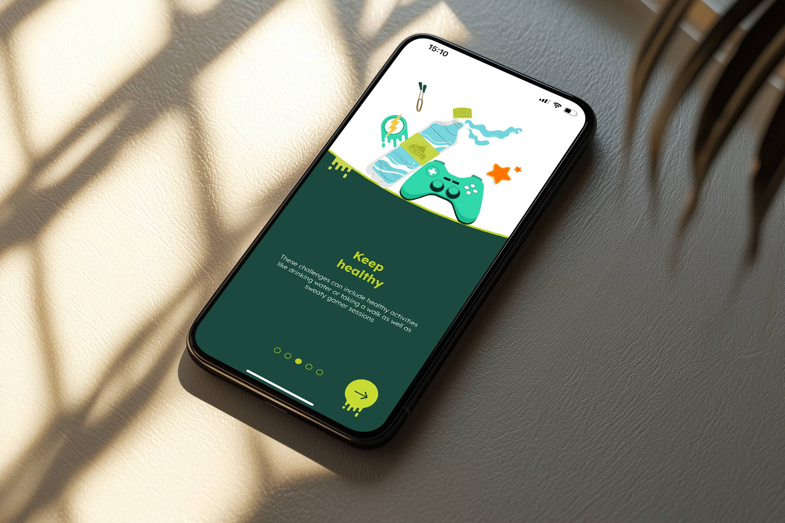 Sweaty Gamer App being used on iPhone