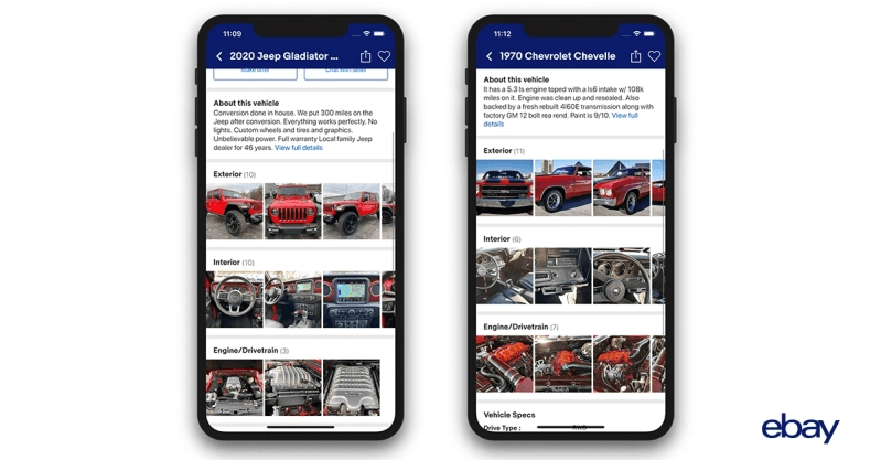 Ebay automotive screens on iphone