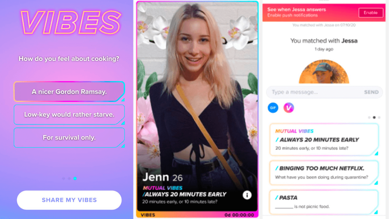 Dating mobile app screens