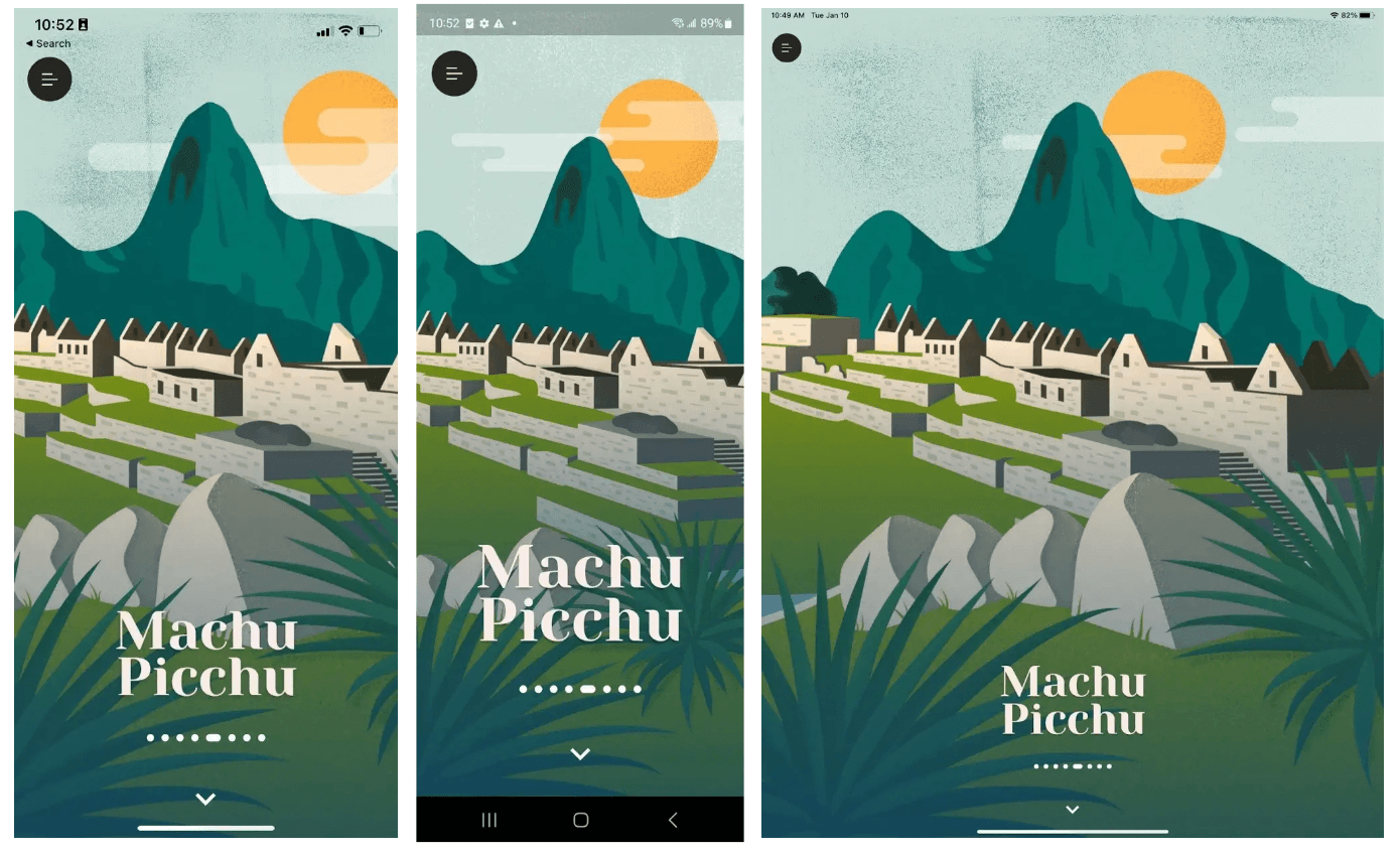 Google travel app showing Machu Pechu