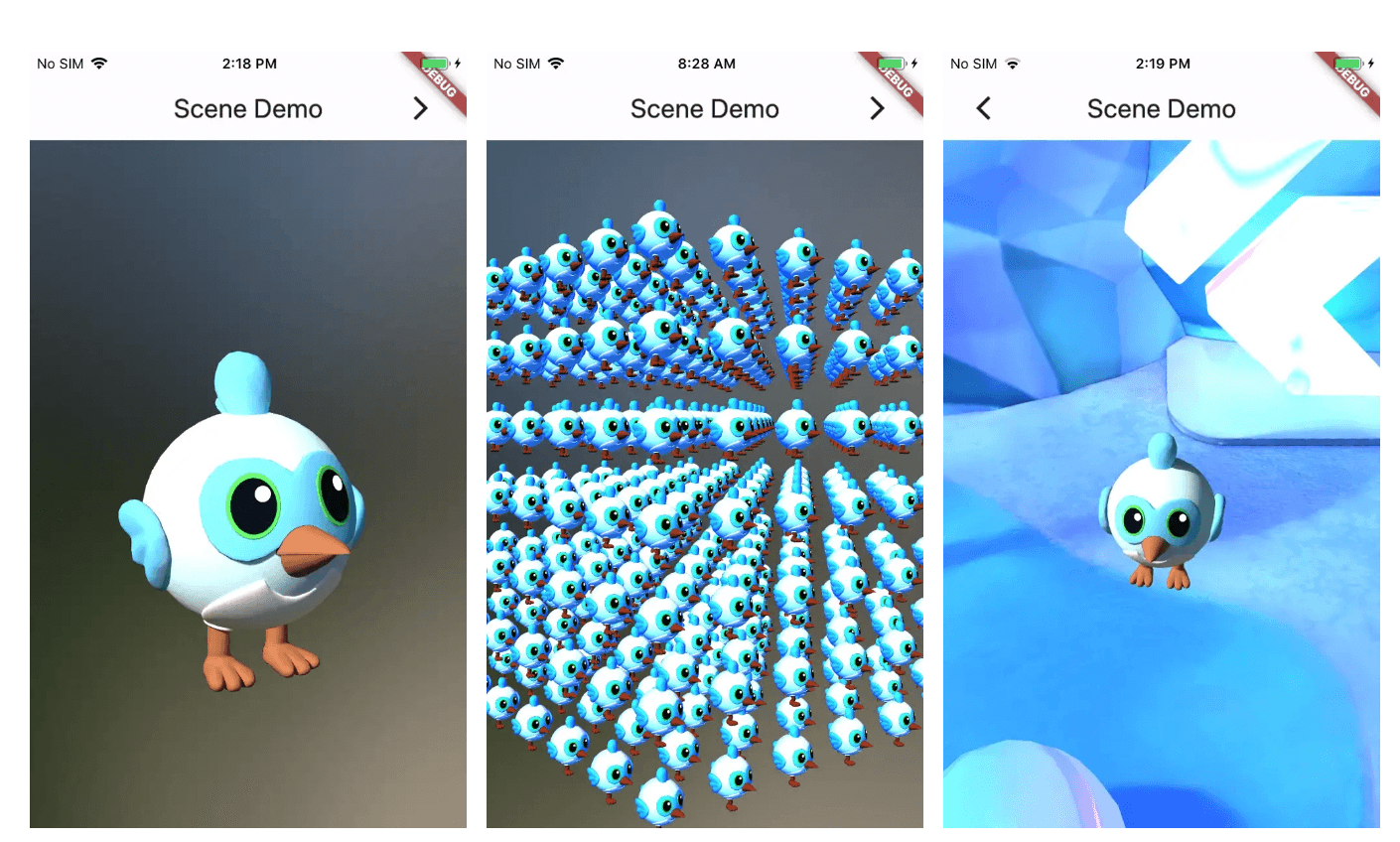 Flutter bird on screens