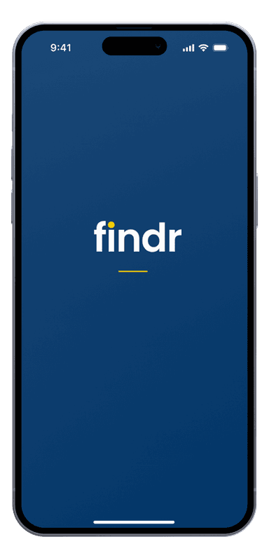Findr App splash screen on iPhone