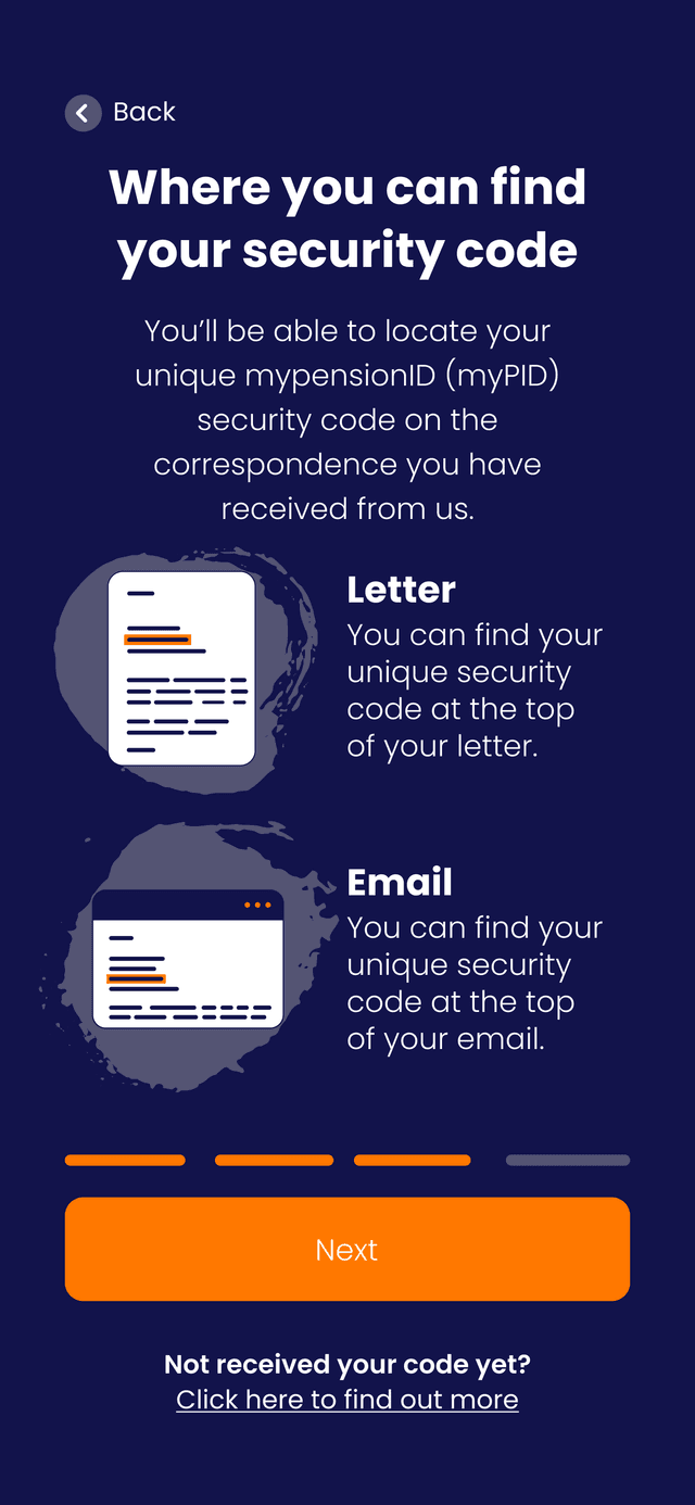 PensionID verification screen