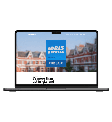 Idris estates homepage macbook screen