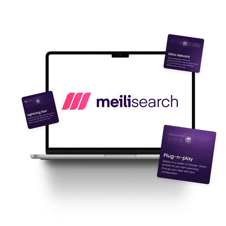 Meilisearch logo on macbook